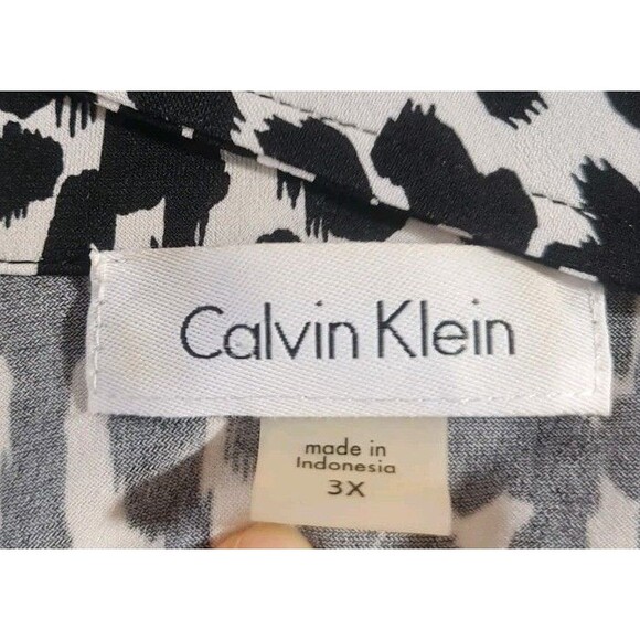 Calvin Klein Women Plus Size 3X Animal Print Knit Stretchy Button Up Top  83P - Picture 4 of 6